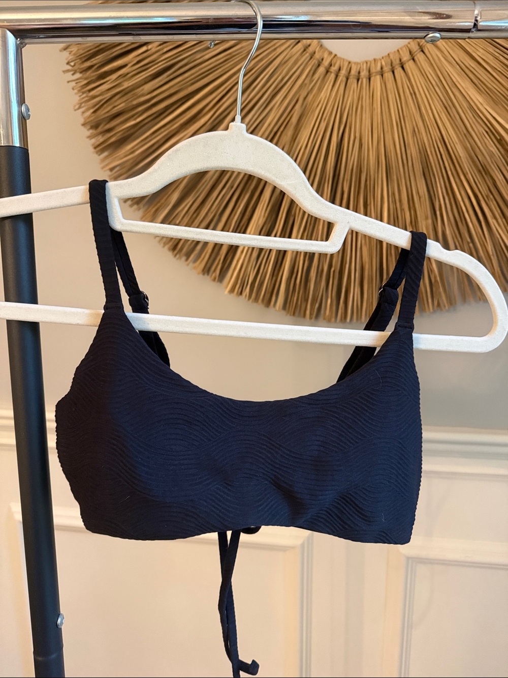 Black Textured Women swim top